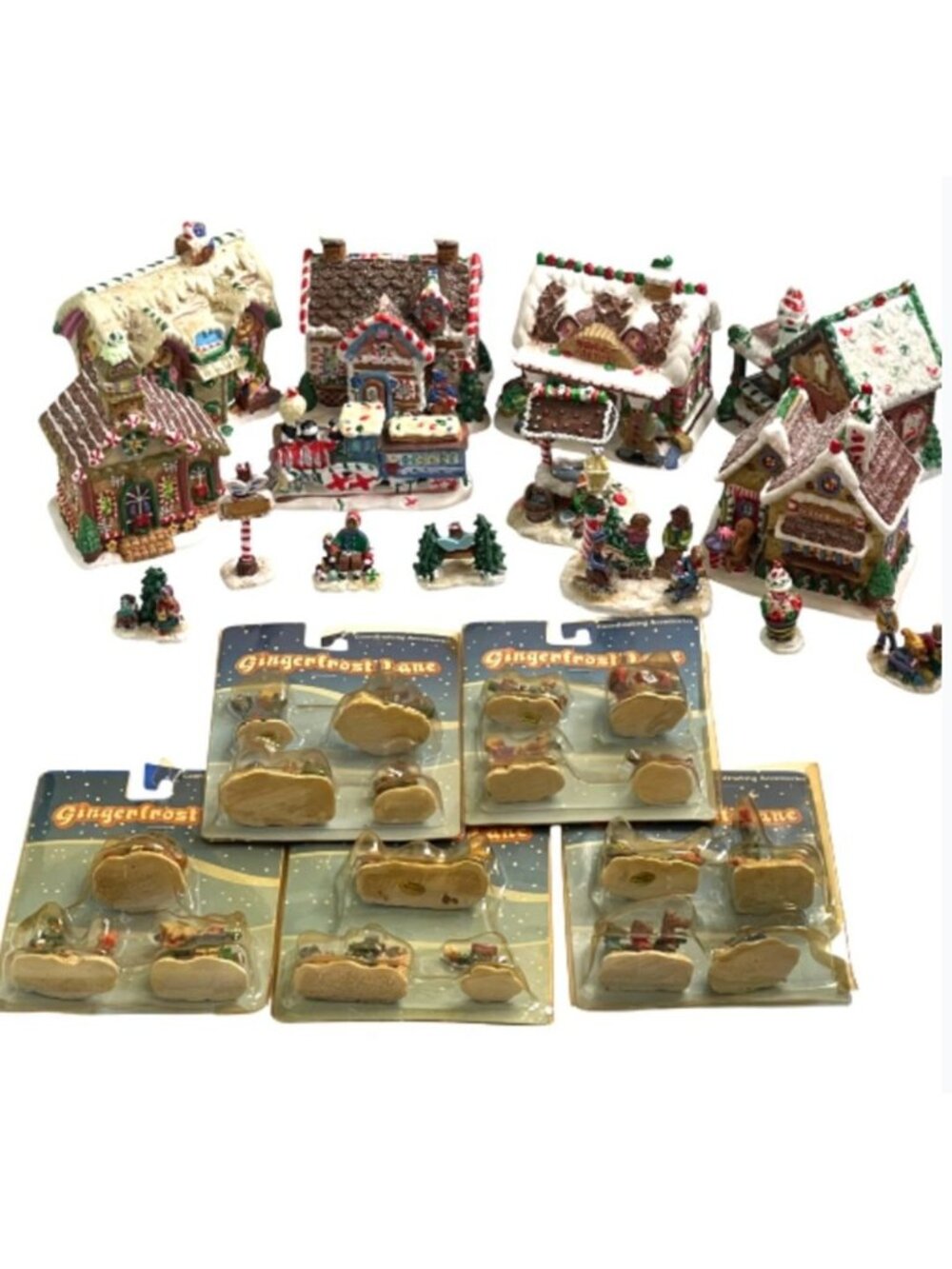 Vtg 2005 Greenbrier Gingerfrost Lane Christmas Village Lot Houses w/ Accessories